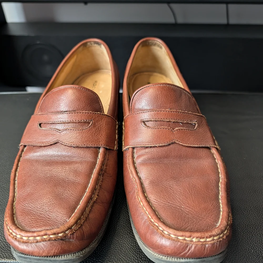 Rockport Men’s Brown Leather Penny Loafers 11W‎ Wide Comfort Dress Shoes